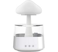 Veilleuse Fontaine Zen Diffuseur D'huiles Essentielles Micro-Humidificateur Avec Nuage De Pluie Et Son De Gouttes D'eau Pour Aromathérapie, Bureau, Sommeil, Relaxation -300ml,Blanc Blanc