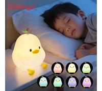 Veilleuse GGbingo Mignonne en forme de Poire, 7 Couleurs, Intensité Réglable, Commande Tactile, Lampe Anti-Stress en Silicone en forme de Canard, Rechargeable par USB