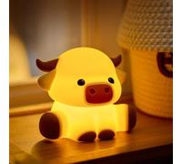 Veilleuse Highland Cow, Lampe Portable en Forme de Vache Highland, Lampe LED Dimmable à Toucher Silicone avec Timer, Réglable en 3 Niveaux, Rechargeable USB, Lampe de Nuit Animal pour Chambre, Bureau