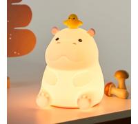 Veilleuse Hippopotame mignonne en silicone Squishy LED à intensité variable pour chambre d'enfant, table de chevet rechargeable avec capteur tactile pour cadeau d'allaitement