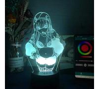 Veilleuse illusion 3D LED Darling in The FRANXX 02 Zero Two Anime Figure 16 couleurs changeantes lampe de table pour chambre d'enfant fille décoration cadeau d'anniversaire