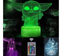 Veilleuse illusion 3D Star Wars, 3 motifs et 16 changements de couleur, mise hors tension automatique avec Smart Touch et télécommande pour décoration d'intérieur, cadeau Star Wars pour garçons