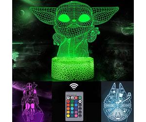 Veilleuse illusion 3D Star Wars, 3 motifs et 16 changements de couleur, mise hors tension automatique avec Smart Touch et télécommande pour décoration d'intérieur, cadeau Star Wars pour garçons