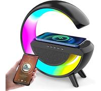Veilleuse Intelligente RGB Atmosphère Colorée Lampe Chargeur sans Fil BT Haut-Parleur LED Réveil Lever du Soleil Simulation Réveil Lumière