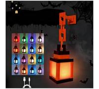 Veilleuse lanterne pixelisée 3D, lumière d'ambiance LED rechargeable par USB 16 couleurs avec télécommande et commande tactile, pour chambre, décoration de salle de jeux light-B