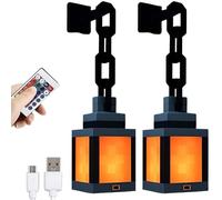 Veilleuse lanterne pixélisée 3D Rechargeable, lumière d'ambiance LED 16 couleurs avec télécommande, pour chambre, décoration de salle de jeux black 2pcs