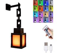 Veilleuse lanterne pixélisée, lampe d'ambiance murale LED 16 couleurs avec télécommande, lampe de chevet rechargeable, lampes de montage de table, pour chambre, table de nuit, décoration de salle