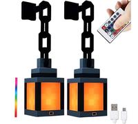 Veilleuse lanterne pixélisée, lampe d'ambiance murale LED 16 couleurs avec télécommande, pour chambre à coucher, salle de jeux, décoration de chambre d'enfants 2PCS