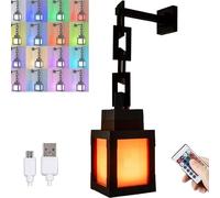 Veilleuse lanterne pixélisée, lampe de nuit rechargeable USB 16 couleurs avec télécommande, interrupteur tactile et lumières de montage mural, pour décoration de salle de jeux, chambre