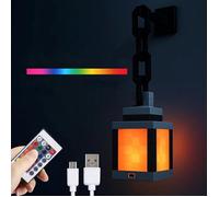 Veilleuse lanterne pixelisée - Veilleuse murale LED 16 couleurs avec interrupteur tactile et télécommande-Lampe de nuit
