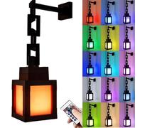 Veilleuse Lanterne PixeliséE, Veilleuse Murale Led 16 Couleurs,LumièRes Pixelles ColoréEs,Avec TéLéCommande Rechargeable, Pour Chambre à Coucher, Salle De Jeux, DéCoration De Chambre D'Enfants
