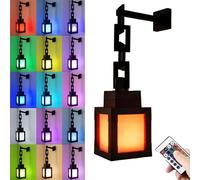 Veilleuse Lanterne PixeliséE, Veilleuse Murale Led 16 Couleurs,LumièRes Pixelles ColoréEs,Avec TéLéCommande Rechargeable, Pour Chambre à Coucher, Salle De Jeux, DéCoration De Chambre D'Enfants