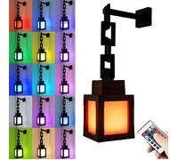 Veilleuse Lanterne PixeliséE, Veilleuse Murale Led 16 Couleurs, LumièRes Pixelles ColoréEs, Avec TéLéCommande Rechargeable