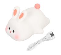 Veilleuse Lapin Kawaii - Lampe de Nuit en Silicone Souple Rechargeable par USB avec Puce LED pour Bébés, Tout-Petits et Enfants avec Utilisation Facile