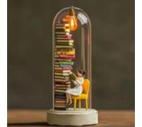 Veilleuse lectrice pour lire tard la nuit, petite statue de bibliothèque pour décoration de bureau, joli dôme décoratif cadeau pour les amateurs de livres et ambiance de chambre