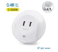 Veilleuse LED Aigostar avec double chargeur USB 0,4 W - lumière chaude