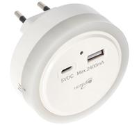 Veilleuse LED avec chargeur USB-C/A et automatisme crépusculaire, avec connexion USB-C et USB-A, aide à l'orientation idéale