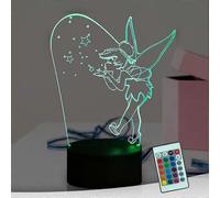 Veilleuse LED Clochette 3D, lampe de table féerique Miss Magic Elf, rare, étoile de Peter Pan, 16 co