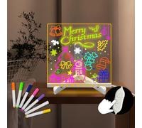 Veilleuse LED effaçable à faire soi-même - 21 x 21 cm - Stylo blanc - Pour gribouillage, dessin, écriture, message, mémo, calendrier, connexion USB - Cadeau pour enfants, vacances, anniversaire