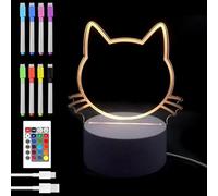 Veilleuse LED en acrylique - Lampe LED créative DIY avec télécommande et stylo effaçable - Veilleuse personnalisée pour bébé - Lampe de chevet LED pour enfants - Cadeau de fête des enfants
