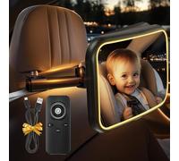 Veilleuse LED et Télécommande Voiture Bébé Miroir 360° Rotation Réglables Rétroviseur Voiture Bébé 100% Incassable