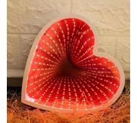 Veilleuse LED, Lampe LED Tunnel Miroir Forme étoilée Tunnel lumière Illusion visuelle 3D Lumière Party Premium (Amour)