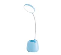 Veilleuse LED pour Chambre à Coucher, Petite Lampe de Table avec Port de Chargement USB, 3 Températures de Couleur, Tuyau Flexible 360°, Porte-stylo, Protection des Yeux (BLUE)