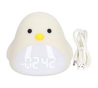 Veilleuse LED pour Enfants Mignon Petit Oiseau Réveil Veilleuse avec Affichage de la Température et de L'heure Luminosité Réglable, Lumière Chaude LED Non Scintillante,