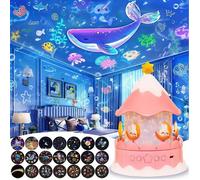 Veilleuse LED pour enfants, Projecteur ciel etoile, 21 films avec rotation à 360° et Luminosité réglable - rose