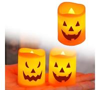 Veilleuse LED pour Halloween - Citrouille - Pour la maison, l'intérieur et l'extérieur - Décoration festive - Atmosphère effrayante (orange, 5 x 3 cm)