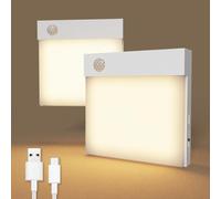 Veilleuse Led Rechargeable Avec Détecteur De Mouvement,Lot De 2 Veilleuse Enfant-Sans Perçage,120 Jours Autonomie,3000k,2 Luminosités,Pour Chambre Bébé,Escalier,Salle De Bain