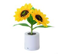 Veilleuse LED rechargeable en forme de tournesol pour chambre à coucher, luminosité réglable, lampe décorative rechargeable, lampe de chevet en plastique jaune (3 têtes)