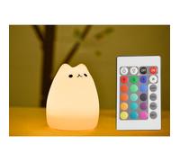Veilleuse LED - Veilleuse - Rechargeable - Avec télécommande - Deux niveaux d'éclairage - Chat populaire - Veilleuse animalière