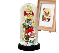 Veilleuse Lumineuse de Noël,Lampe de Décoration de Noël en Verre | Veilleuses De Table Avec Ornements Sous Dôme En Verre,pour la Chambre la Table l'Étagère les Casiers les Bibliothèques et l'Affichage
