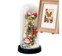 Veilleuse Lumineuse de Noël | Lampe De Décoration De Noël,Veilleuses De Table Avec Ornements Sous Dôme En Verre,pour la Chambre la Table l'Étagère les Casiers les Bibliothèques et l'Affichage