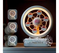 Veilleuse musicale à grande roue - Contrôle tactile rechargeable avec 10 berceuses classiques, 3 modes de changement de couleur et intensité variable en continu, lampe de chevet LED rotative pour