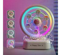 Veilleuse musicale à grande roue - Haut-parleur Bluetooth et changement de couleur RVB, contrôle tactile rechargeable avec intensité variable en continu, lampe de chevet LED rotative pour chambre