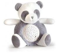 Veilleuse Musicale Et Lumineuse Panda Gris 20 Cm - Projection, Sons Nature, Musique - Peluche, Doudou - Set Cadeau Bebe Et Carte