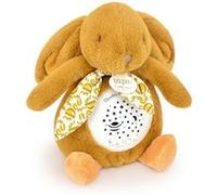 DOUDOU ET COMPAGNIE - Veilleuse Musicale Lapin ocre avec Projection d’Étoiles - Doudou Peluche avec Mélodies et Lumières Apaisantes - Compagnon Nuit Bébé - Idée Cadeau Naissance - DC4205
