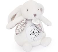 DOUDOU ET COMPAGNIE - Veilleuse Musicale Lapin blanc avec Projection d’Étoiles - Doudou Peluche avec Mélodies et Lumières Apaisantes - Compagnon Nuit Bébé - Idée Cadeau Naissance - DC4202