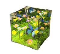 Veilleuse papillon - Espace sombre effrayant, lampe cube en acrylique, décoration de bureau LED USB, miroir éteint, décoration de chevet, gadget pour chambre d'enfant,