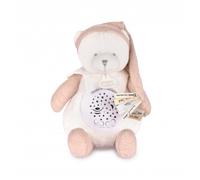 Veilleuse peluche musicale à projection d'étoiles Ours rose