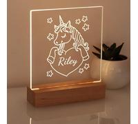 Veilleuse personnalisée avec nom de dessin animé | Veilleuse personnalisée pour enfants | Veilleuse décorative pour chambre d'enfant (cœur licorne)