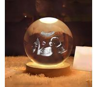 Veilleuse photo personnalisée,Boule de cristal avec lampe,Cadre photo personnalisé pour échographie,Cadeau pour futurs parents,Cadeaux personnalisables,Photo en cristal 3D personnalisée (transparent)