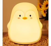 Veilleuse pingouin pour chambre d'enfant, lampe tactile portable à 7 couleurs , veilleuse animale en silicone USB rechargeable，Décorations de chambre charmantes, cadeaux pour garçons et filles