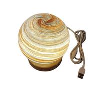 Veilleuse planète faite à la main en verre soufflé à intensité variable Lampe de table LED Cadeau de chevet USB Lampe de bureau (D)