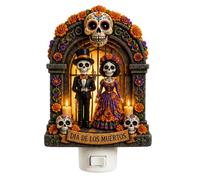 Veilleuse plate décorative d'Halloween avec capteur crépusculaire automatique LED pour chambre d'enfant, salon, prises effrayantes, avec boîtier en acrylique, économie d'énergie