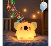 Veilleuse pour enfants - Lampe LED animal en silicone avec bruit blanc, capteur tactile et rechargeable - Veilleuses portable mignonne pour chambre de bébé, voyage, camping et décoration - Koala