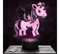 Veilleuse pour enfants Licorne Ailee decoration chambre d'enfant. Idée cadeau noel fille 4, 5, 6, 7, 8, 9, 10 ans. Lampe de chevet Licorne Ailee Ponney Cheval Feérique