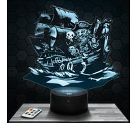 Veilleuse pour enfants Pirate Bateau decoration chambre d'enfant. Idée cadeau noel garçon 4, 5, 6, 7, 8, 9, 10 ans. Lampe de chevet Pirate Bateau Navire Frégate Corsaire